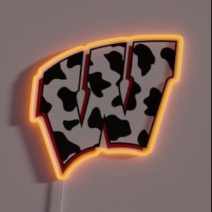 University Of Wisconsin Cow Print RGB Neon Sign