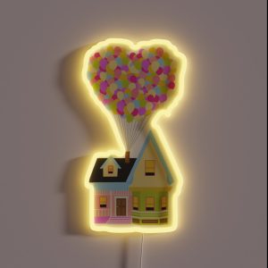 Up House With Heart Shaped Balloons RGB Neon Sign