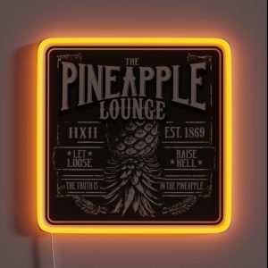 Upside Down Pineapple Rugged Lounge Dive Bar Design RGB Neon Sign