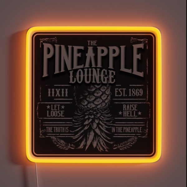 Upside Down Pineapple Rugged Lounge Dive Bar RGB Neon Sign