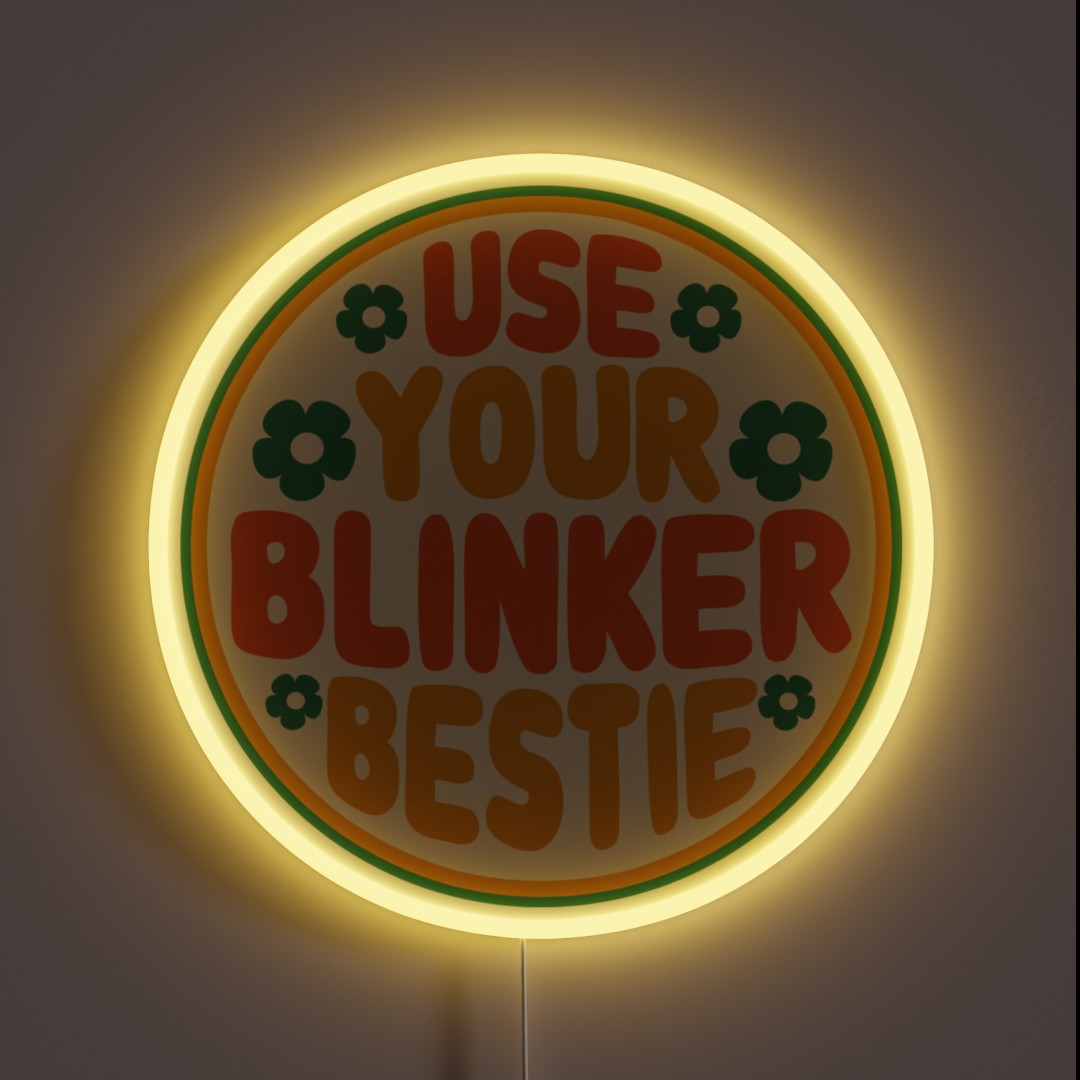 Use Your Blinker Bestie Funny Car Bumper RGB Neon Sign Use Your Blinker Bestie Funny Car Bumper RGB Neon Sign