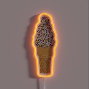 Vanilla Ice Cream Cone With Sprinkles RGB Neon Sign Vanilla Ice Cream Cone With Sprinkles RGB Neon Sign