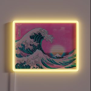 Vaporwave Aesthetic Great Wave Off Kanagawa Retro Sunset RGB Neon Sign
