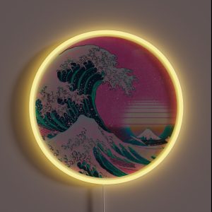Vaporwave Great Wave Off Kanagawa Aesthetic Retro Sunset RGB Neon Sign