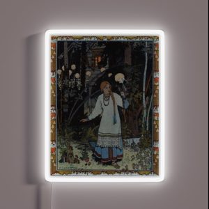 Vasilisa The Beautiful At The Hut Of Baba Yaga Ivan Bilibin RGB Neon Sign Vasilisa The Beautiful At The Hut Of Baba Yaga Ivan Bilibin RGB Neon Sign