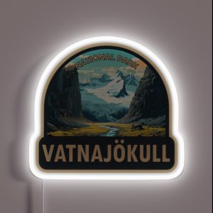 Vatnajokull National Park Iceland Travel Art RGB Neon Sign