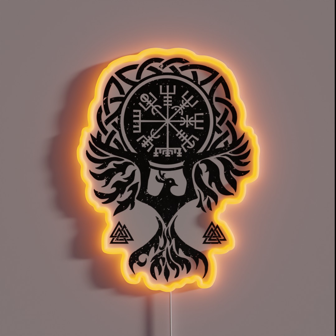 Vegvisir And Phoenix Bird RGB Neon Sign Vegvisir And Phoenix Bird RGB Neon Sign