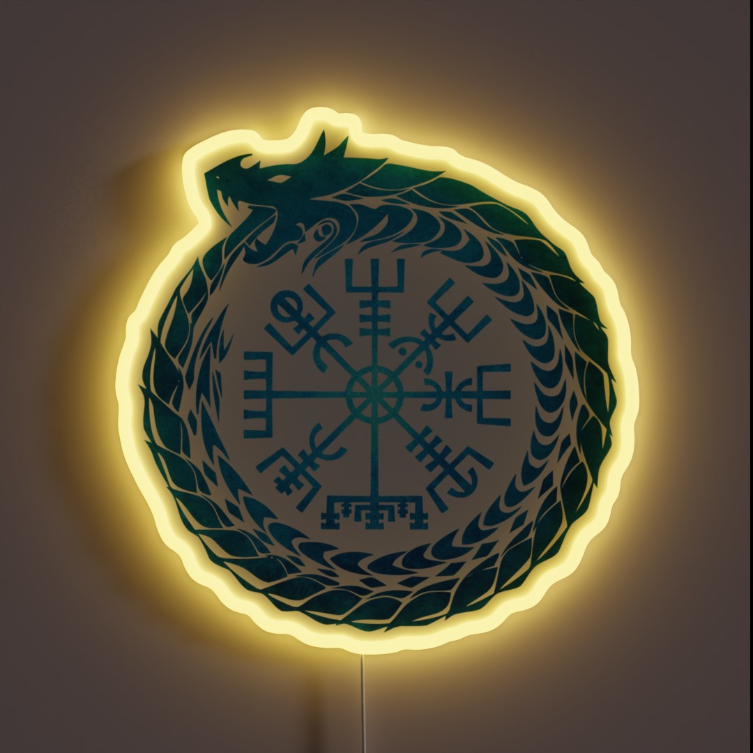 Vegvisir Jormungandr World Serpent RGB Neon Sign Vegvisir Jormungandr World Serpent RGB Neon Sign