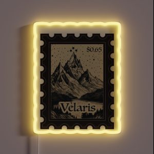 Velaris Stamp Vintage Wood Block Style RGB Neon Sign