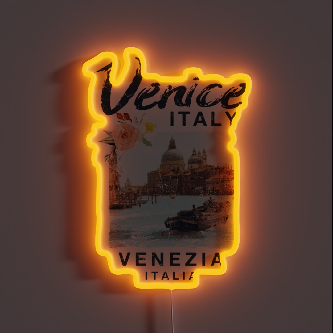 Venice Italy Venezia Italia Vintage Travel RGB Neon Sign Venice Italy Venezia Italia Vintage Travel RGB Neon Sign