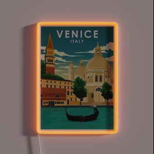 Venice Italy Vintage Minimal Travel Poster RGB Neon Sign Venice Italy Vintage Minimal Travel Poster RGB Neon Sign