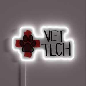 Vet Tech Cross And Paw Print Logo RGB Neon Sign