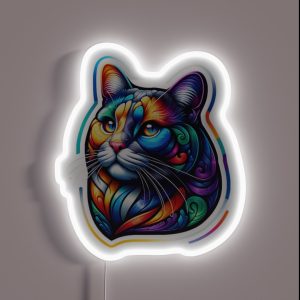 Vibrant Cat Portrait RGB Neon Sign Vibrant Cat Portrait RGB Neon Sign