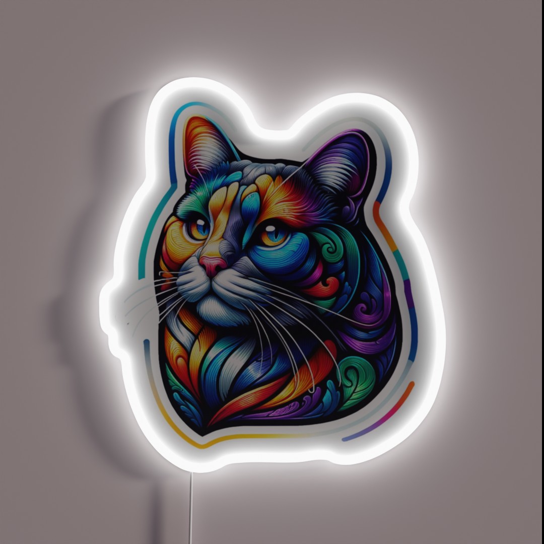 Vibrant Cat Portrait RGB Neon Sign Vibrant Cat Portrait RGB Neon Sign