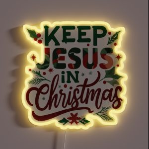 Vibrant Illustration Keep Jesus In Christmas RGB Neon Sign Vibrant Illustration Keep Jesus In Christmas RGB Neon Sign