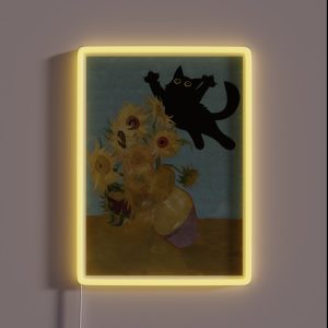 Vincent Van Gogh Flowers Cat RGB Neon Sign Vincent Van Gogh Flowers Cat RGB Neon Sign