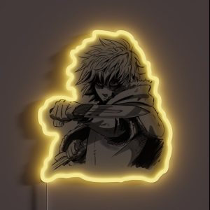 Vinland Saga Thorfinn Black And White Drawing RGB Neon Sign