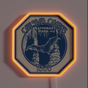 Vintage 1930 Carlsbad Caverns National Park Travel Decal RGB Neon Sign Vintage 1930 Carlsbad Caverns National Park Travel Decal RGB Neon Sign