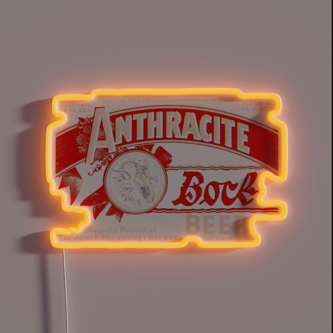 Vintage Anthracite Bock Beer John P Muldowney RGB Neon Sign Vintage Anthracite Bock Beer John P Muldowney RGB Neon Sign