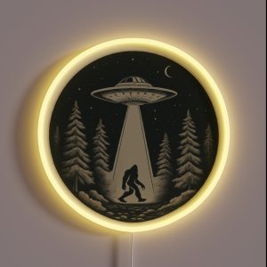 Vintage Bigfoot UFO Abduction RGB Neon Sign