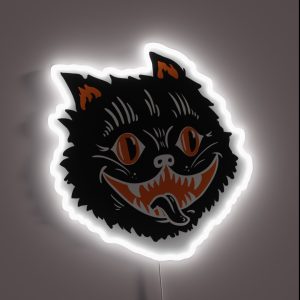 Vintage Black Halloween Cat RGB Neon Sign
