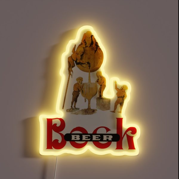 Vintage Bock Beer Brewey Gnomes RGB Neon Sign