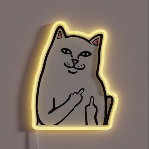 Vintage Cat Midle Finger Call Me RGB Neon Sign