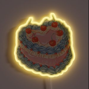 Vintage Cherry Buttercream Cake RGB Neon Sign
