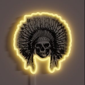 Vintage Chief Skull Design RGB Neon Sign