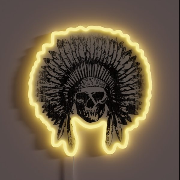 Vintage Chief Skull Design RGB Neon Sign