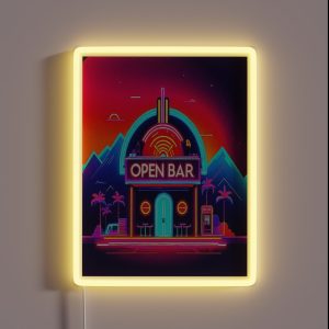Vintage Desert Landscape Open Bar Neon RGB Neon Sign