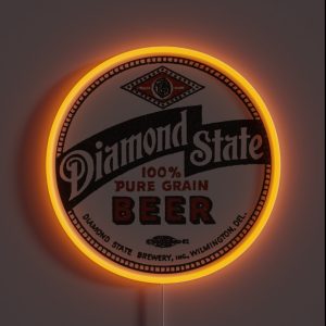 Vintage Diamond State 100 Pure Grain Beer Diamond State Brewery Wilmington Delaware RGB Neon Sign