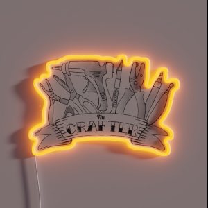 Vintage Distressed Crafter Crafting Tools RGB Neon Sign