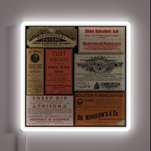 Vintage Drug Labels Poisons Of Yore RGB Neon Sign