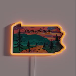 Vintage Fish Pennsylvania State Map PA Fly Fishing RGB Neon Sign