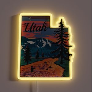 Vintage Fish Utah State Map UT Fly Fishing RGB Neon Sign