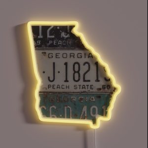 Vintage Georgia License Plates RGB Neon Sign