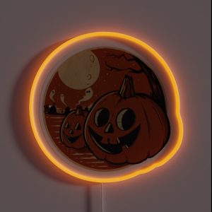 Vintage Halloween Pumpkin Scene RGB Neon Sign Vintage Halloween Pumpkin Scene RGB Neon Sign