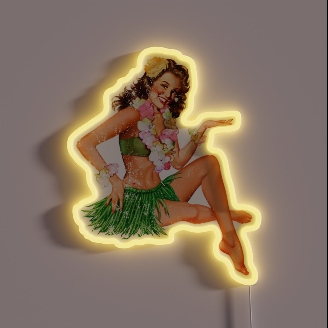 Vintage Hawaiian Hula Girl RGB Neon Sign Vintage Hawaiian Hula Girl RGB Neon Sign