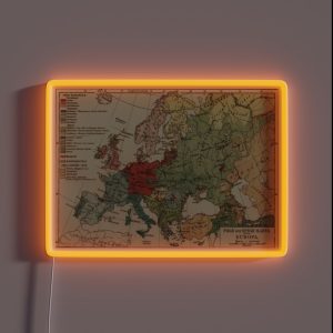 Vintage Linguistic Map Of Europe 1907 RGB Neon Sign Vintage Linguistic Map Of Europe 1907 RGB Neon Sign