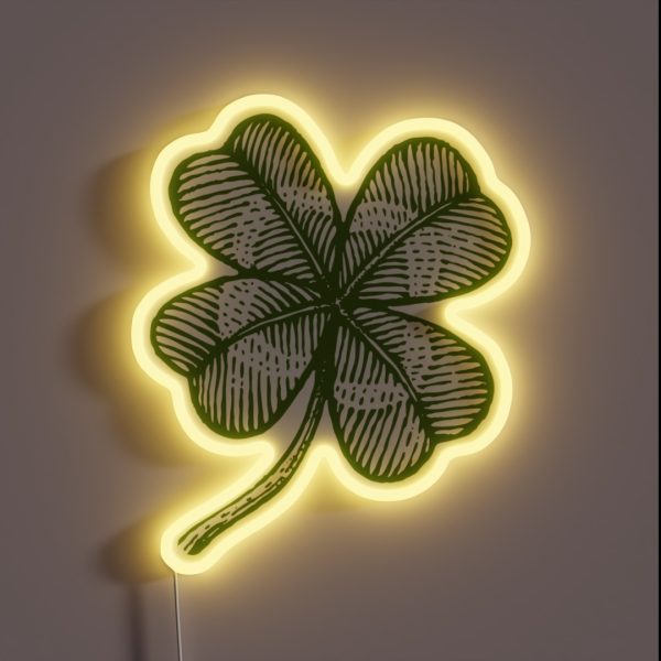 Vintage Lucky Clover RGB Neon Sign