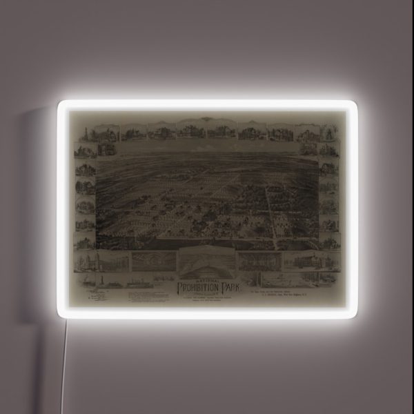 Vintage Map Of Prohibition Park 1898 RGB Neon Sign