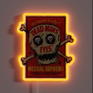 Vintage Mexican Calavera Mezcal RGB Neon Sign