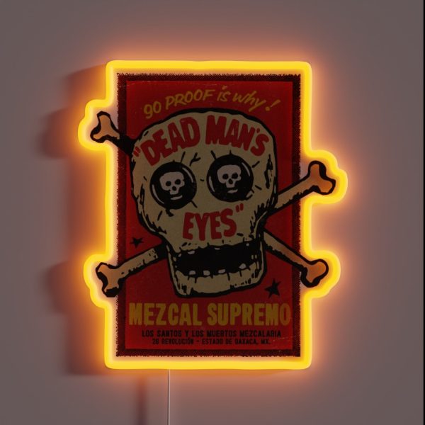 Vintage Mexican Calavera Mezcal RGB Neon Sign