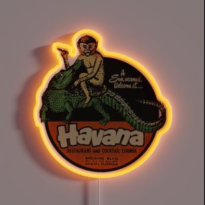 Vintage Monkey Gator Cuban Dive RGB Neon Sign