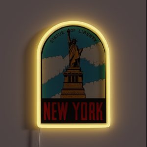 Vintage New York Statue Of Liberty Travel Decal RGB Neon Sign