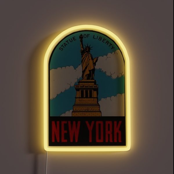Vintage New York Statue Of Liberty Travel RGB Neon Sign