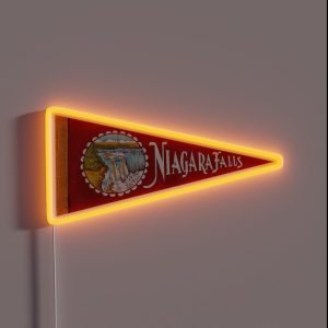 Vintage Niagra Falls Travel Souvenir Pennant Artwork RGB Neon Sign