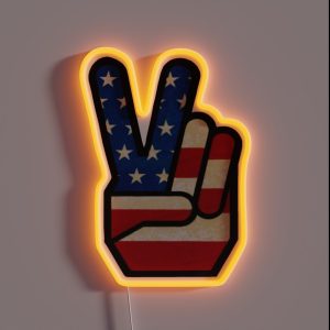 Vintage Peace Sign Fingers American Flag RGB Neon Sign Vintage Peace Sign Fingers American Flag RGB Neon Sign