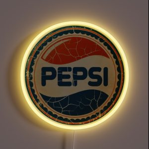 Vintage Pepsi Logo Cracked And Weather Worn Vector Art RGB Neon Sign